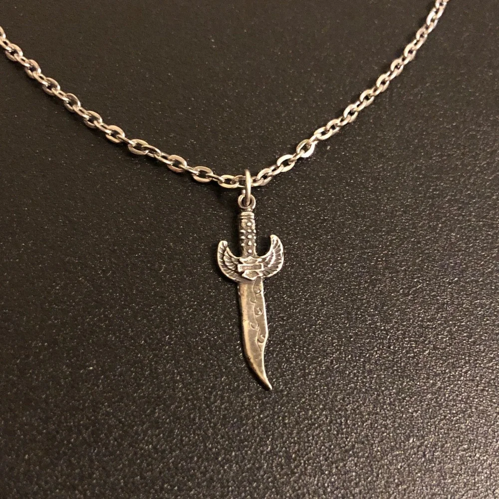 Harley Davidson Silver-Tone Dagger Pendant Necklace